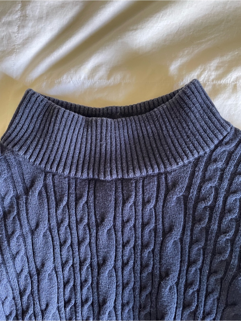 Lands' End Navy Cable-Knit Turtleneck Sweater
